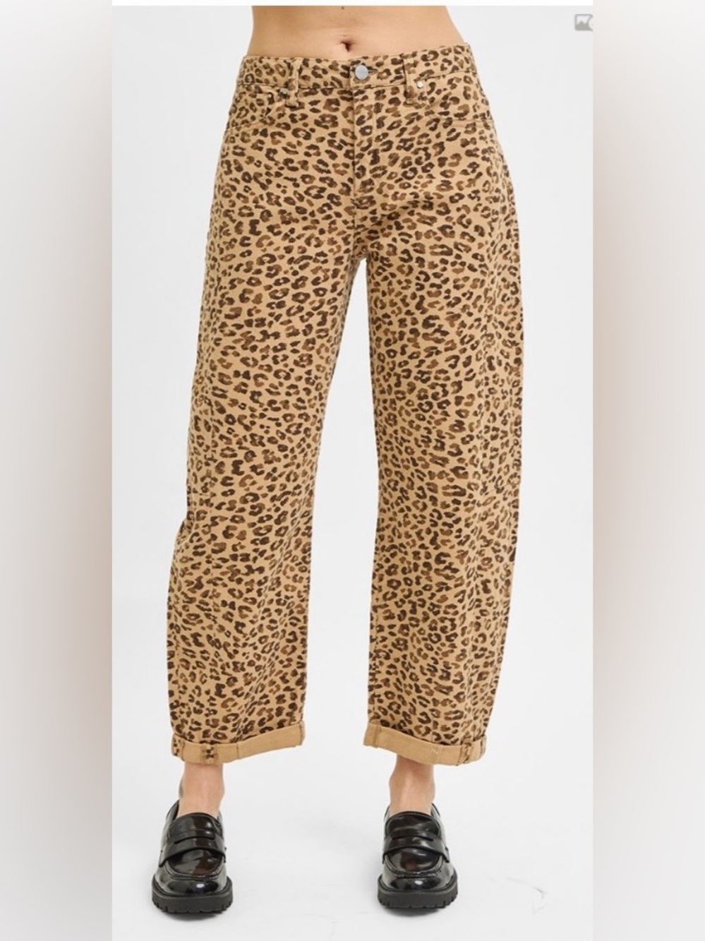 New nwt Risen Jeans Leopard Print Wide-Leg barrel jeans 5/6, 7/8, 9/10, 11/12